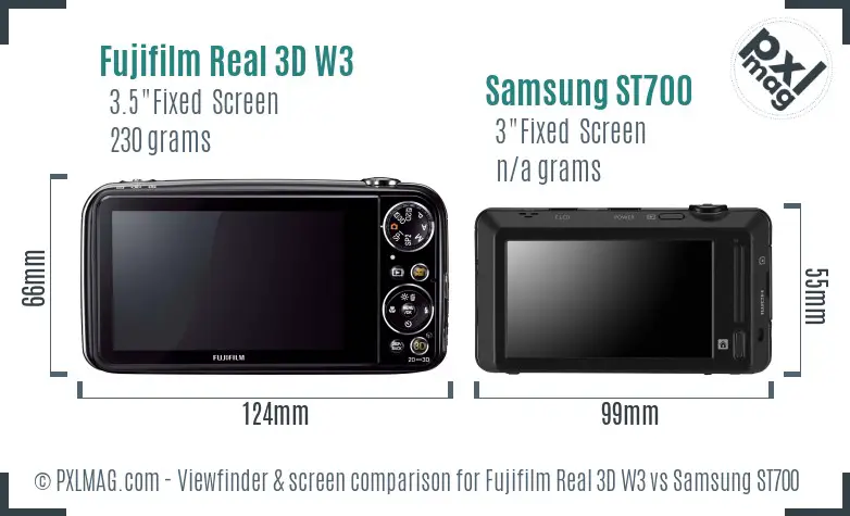 Fujifilm Real 3D W3 vs Samsung ST700 Screen and Viewfinder comparison