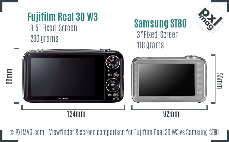 Fujifilm Real 3D W3 vs Samsung ST80 Screen and Viewfinder comparison