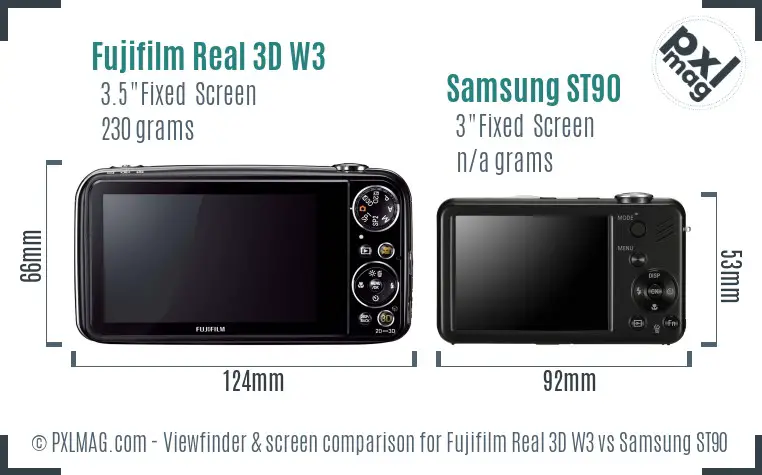 Fujifilm Real 3D W3 vs Samsung ST90 Screen and Viewfinder comparison