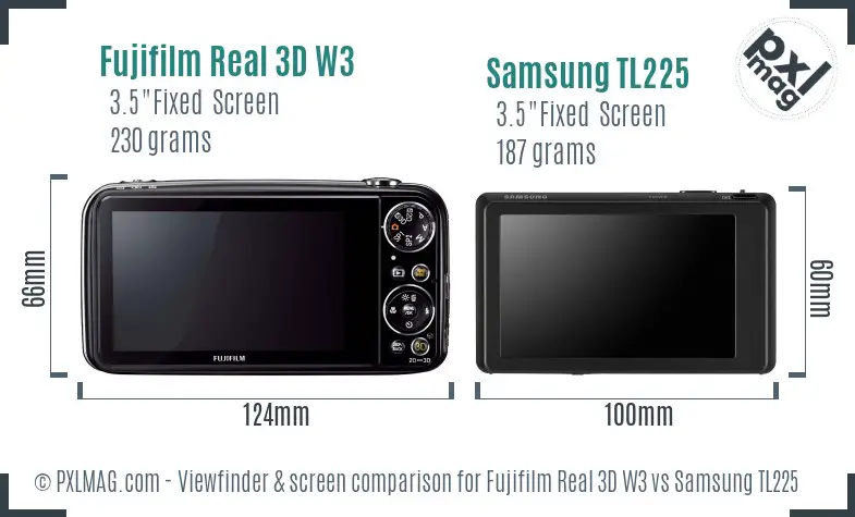 Fujifilm Real 3D W3 vs Samsung TL225 Screen and Viewfinder comparison Fujifilm Real 3D W3 vs Samsung TL225 Screen and Viewfinder comparison