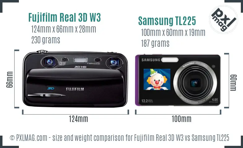 Fujifilm Real 3D W3 vs Samsung TL225 size comparison Fujifilm Real 3D W3 vs Samsung TL225 size comparison