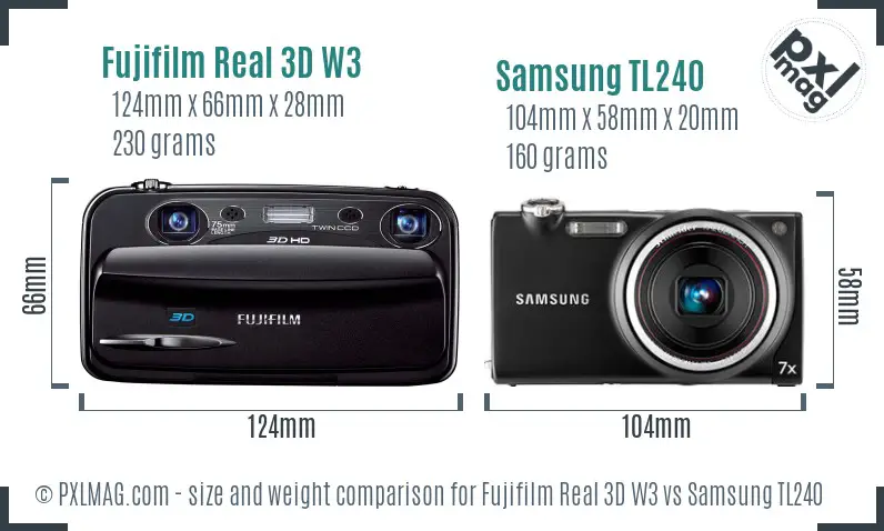 Fujifilm Real 3D W3 vs Samsung TL240 size comparison