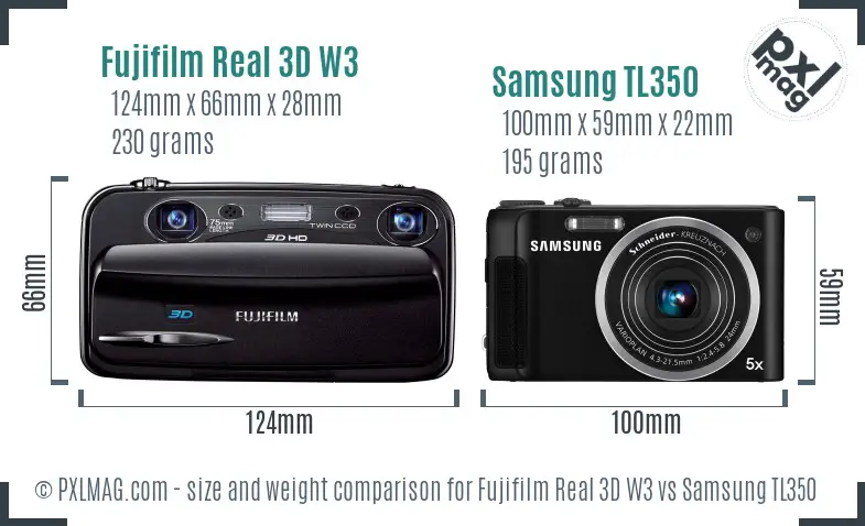 Fujifilm Real 3D W3 vs Samsung TL350 size comparison Fujifilm Real 3D W3 vs Samsung TL350 size comparison
