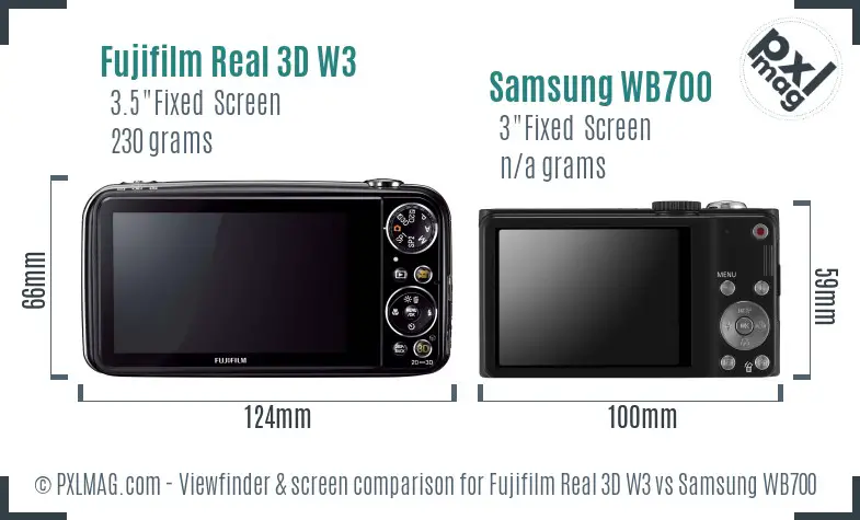 Fujifilm Real 3D W3 vs Samsung WB700 Screen and Viewfinder comparison