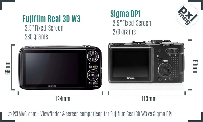 Fujifilm Real 3D W3 vs Sigma DP1 Screen and Viewfinder comparison Fujifilm Real 3D W3 vs Sigma DP1 Screen and Viewfinder comparison