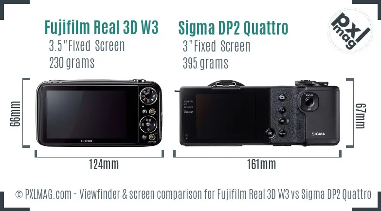 Fujifilm Real 3D W3 vs Sigma DP2 Quattro Screen and Viewfinder comparison