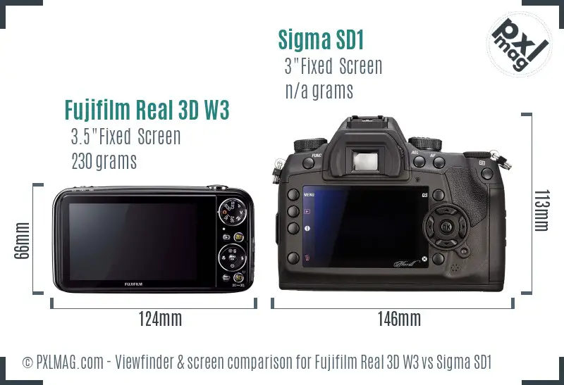 Fujifilm Real 3D W3 vs Sigma SD1 Screen and Viewfinder comparison