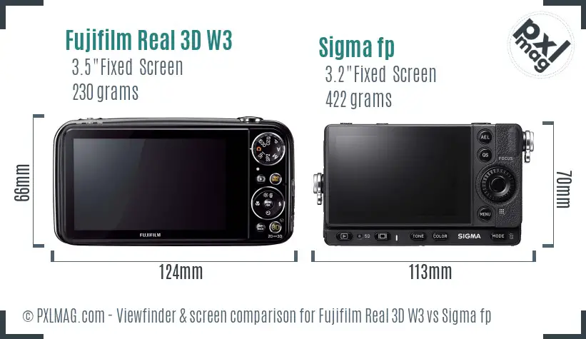 Fujifilm Real 3D W3 vs Sigma fp Screen and Viewfinder comparison Fujifilm Real 3D W3 vs Sigma fp Screen and Viewfinder comparison