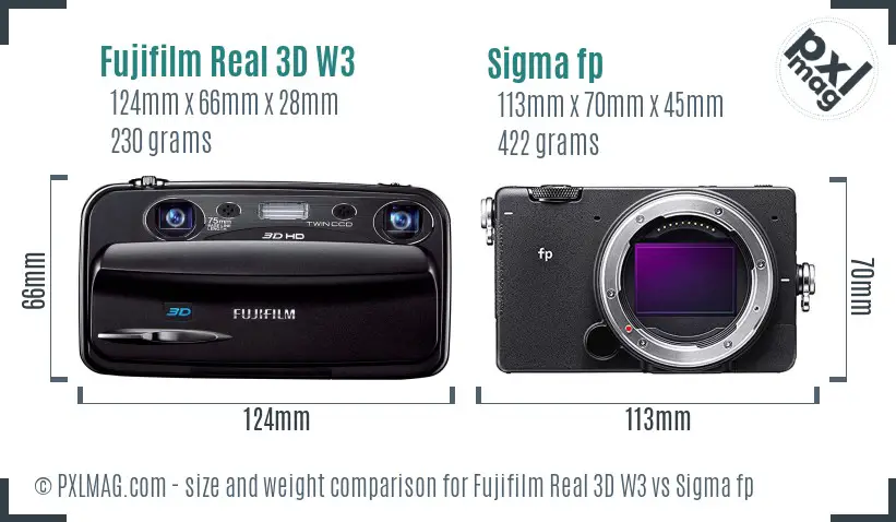 Fujifilm Real 3D W3 vs Sigma fp size comparison Fujifilm Real 3D W3 vs Sigma fp size comparison