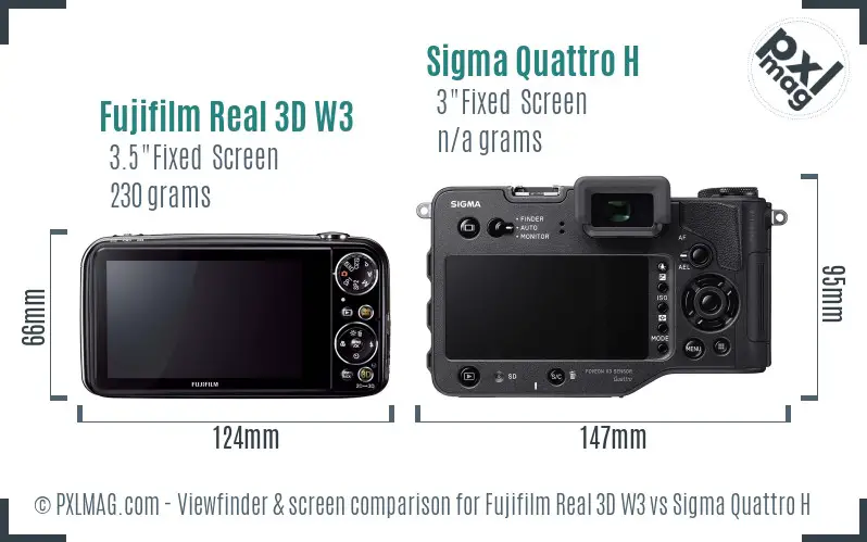 Fujifilm Real 3D W3 vs Sigma Quattro H Screen and Viewfinder comparison