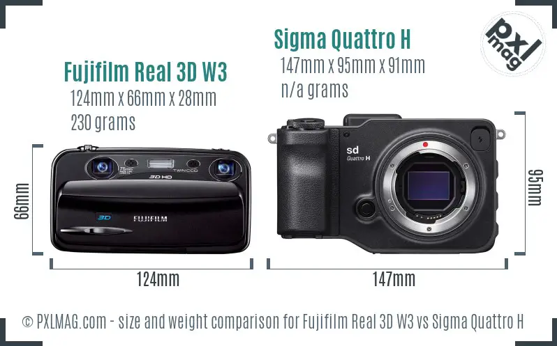 Fujifilm Real 3D W3 vs Sigma Quattro H size comparison