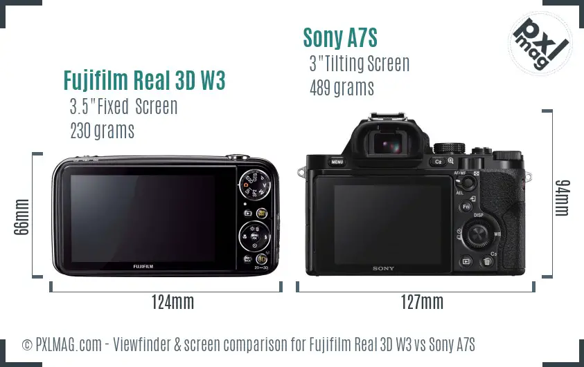 Fujifilm Real 3D W3 vs Sony A7S Screen and Viewfinder comparison Fujifilm Real 3D W3 vs Sony A7S Screen and Viewfinder comparison