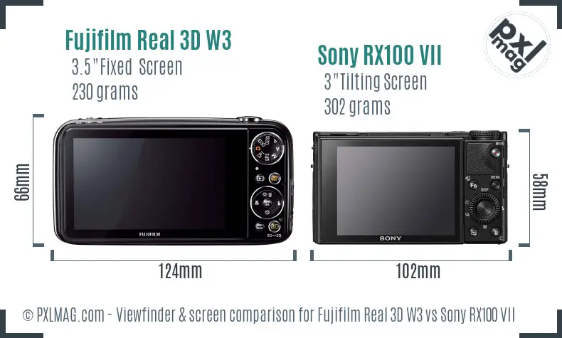 Fujifilm Real 3D W3 vs Sony RX100 VII Screen and Viewfinder comparison Fujifilm Real 3D W3 vs Sony RX100 VII Screen and Viewfinder comparison