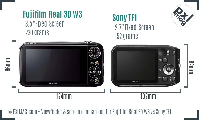 Fujifilm Real 3D W3 vs Sony TF1 Screen and Viewfinder comparison