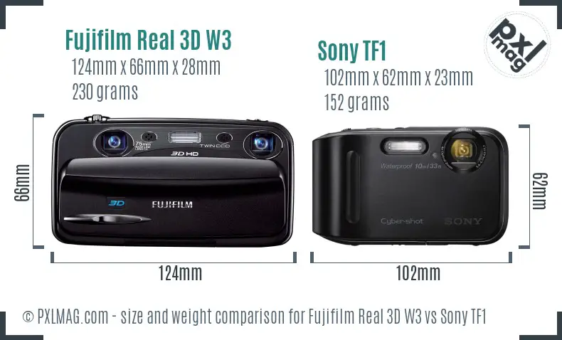 Fujifilm Real 3D W3 vs Sony TF1 size comparison