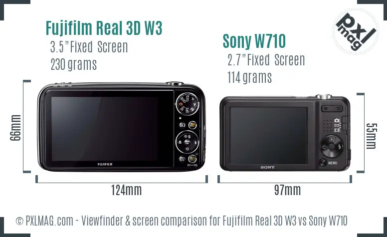 Fujifilm Real 3D W3 vs Sony W710 Screen and Viewfinder comparison