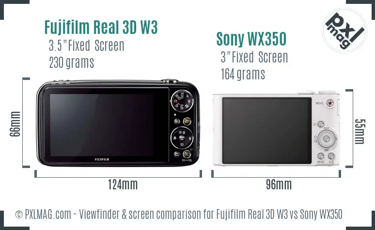 Fujifilm Real 3D W3 vs Sony WX350 Screen and Viewfinder comparison Fujifilm Real 3D W3 vs Sony WX350 Screen and Viewfinder comparison