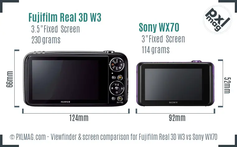 Fujifilm Real 3D W3 vs Sony WX70 Screen and Viewfinder comparison Fujifilm Real 3D W3 vs Sony WX70 Screen and Viewfinder comparison