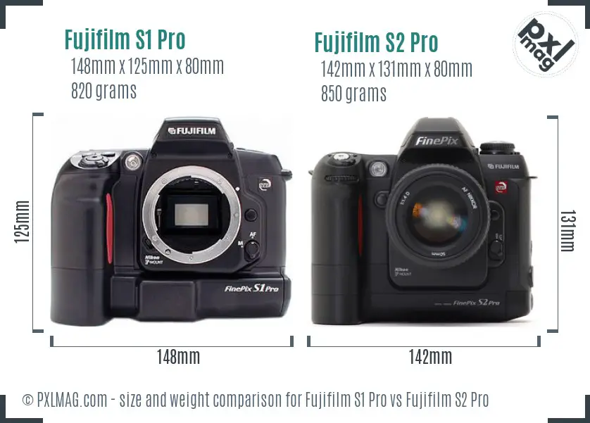 Fujifilm S1 Pro vs Fujifilm S2 Pro size comparison