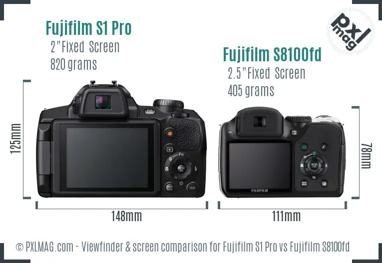 Fujifilm S1 Pro vs Fujifilm S8100fd Screen and Viewfinder comparison Fujifilm S1 Pro vs Fujifilm S8100fd Screen and Viewfinder comparison