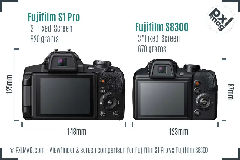 Fujifilm S1 Pro vs Fujifilm S8300 Screen and Viewfinder comparison