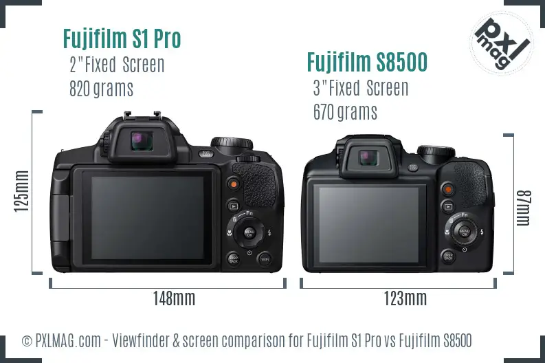 Fujifilm S1 Pro vs Fujifilm S8500 Screen and Viewfinder comparison