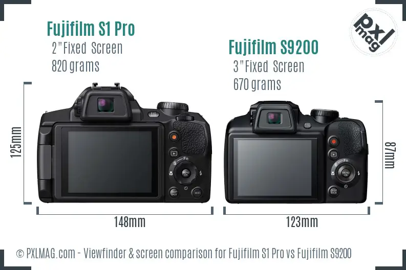 Fujifilm S1 Pro vs Fujifilm S9200 Screen and Viewfinder comparison Fujifilm S1 Pro vs Fujifilm S9200 Screen and Viewfinder comparison