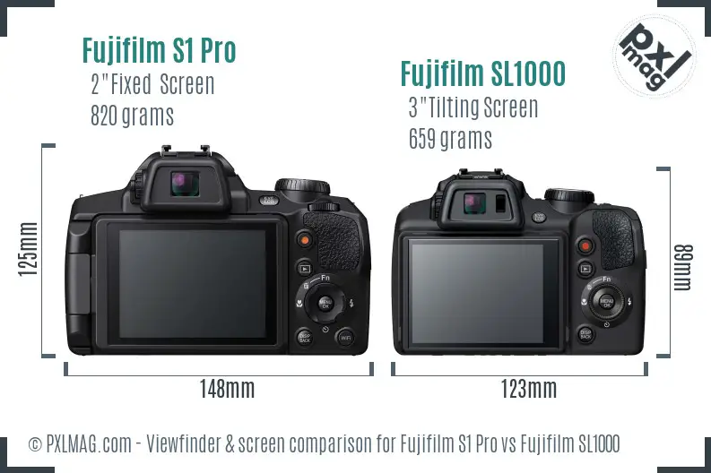 Fujifilm S1 Pro vs Fujifilm SL1000 Screen and Viewfinder comparison Fujifilm S1 Pro vs Fujifilm SL1000 Screen and Viewfinder comparison