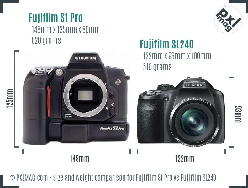 Fujifilm S1 Pro vs Fujifilm SL240 size comparison