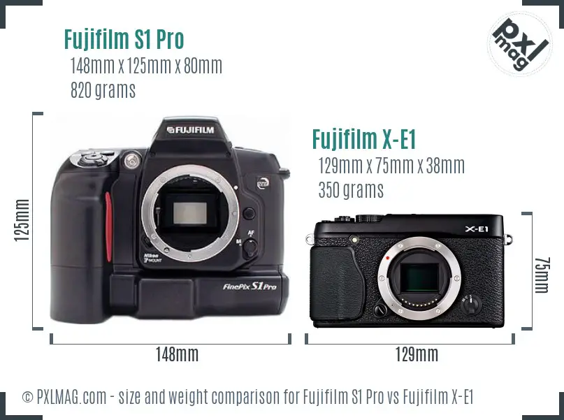 Fujifilm S1 Pro vs Fujifilm X-E1 size comparison