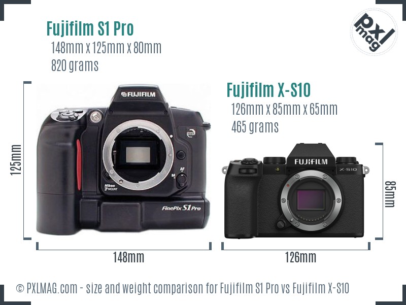 Fujifilm S1 Pro vs Fujifilm X-S10 size comparison