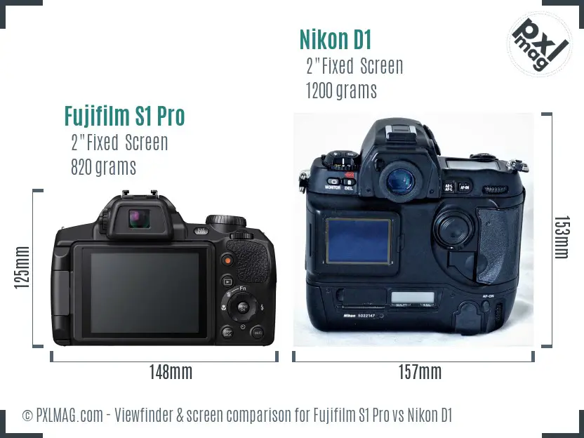 Fujifilm S1 Pro vs Nikon D1 Screen and Viewfinder comparison