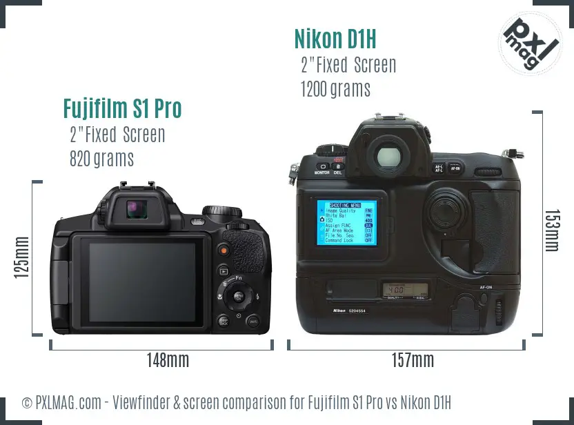 Fujifilm S1 Pro vs Nikon D1H Screen and Viewfinder comparison