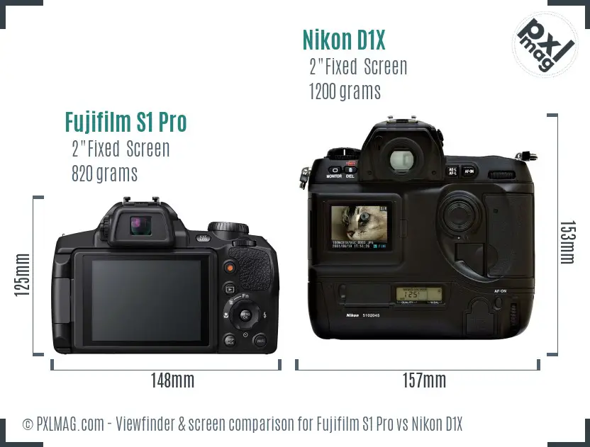 Fujifilm S1 Pro vs Nikon D1X Screen and Viewfinder comparison