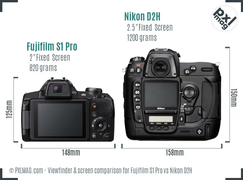 Fujifilm S1 Pro vs Nikon D2H Screen and Viewfinder comparison