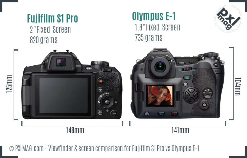 Fujifilm S1 Pro vs Olympus E-1 Screen and Viewfinder comparison