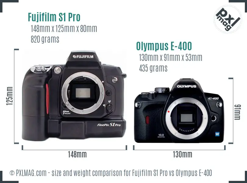 Fujifilm S1 Pro vs Olympus E-400 size comparison
