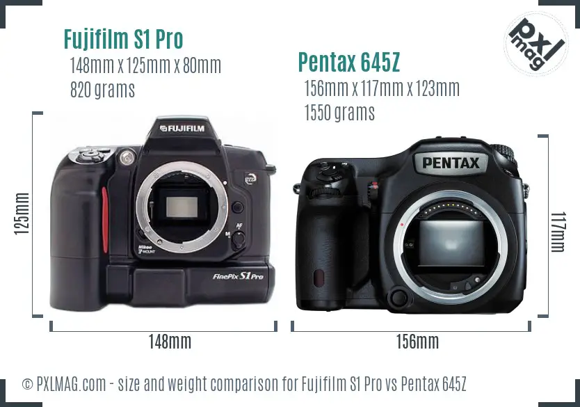 Fujifilm S1 Pro vs Pentax 645Z size comparison