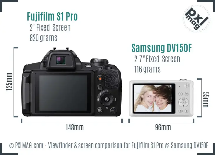 Fujifilm S1 Pro vs Samsung DV150F Screen and Viewfinder comparison Fujifilm S1 Pro vs Samsung DV150F Screen and Viewfinder comparison