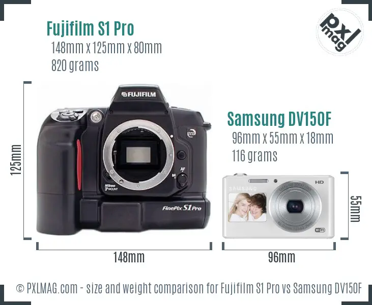 Fujifilm S1 Pro vs Samsung DV150F size comparison Fujifilm S1 Pro vs Samsung DV150F size comparison