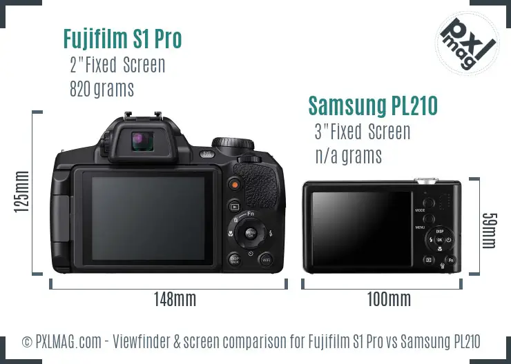 Fujifilm S1 Pro vs Samsung PL210 Screen and Viewfinder comparison Fujifilm S1 Pro vs Samsung PL210 Screen and Viewfinder comparison