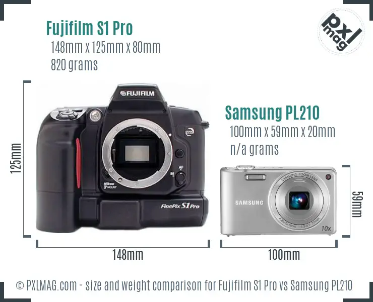 Fujifilm S1 Pro vs Samsung PL210 size comparison Fujifilm S1 Pro vs Samsung PL210 size comparison