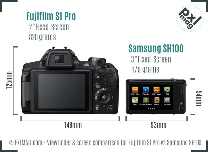 Fujifilm S1 Pro vs Samsung SH100 Screen and Viewfinder comparison Fujifilm S1 Pro vs Samsung SH100 Screen and Viewfinder comparison