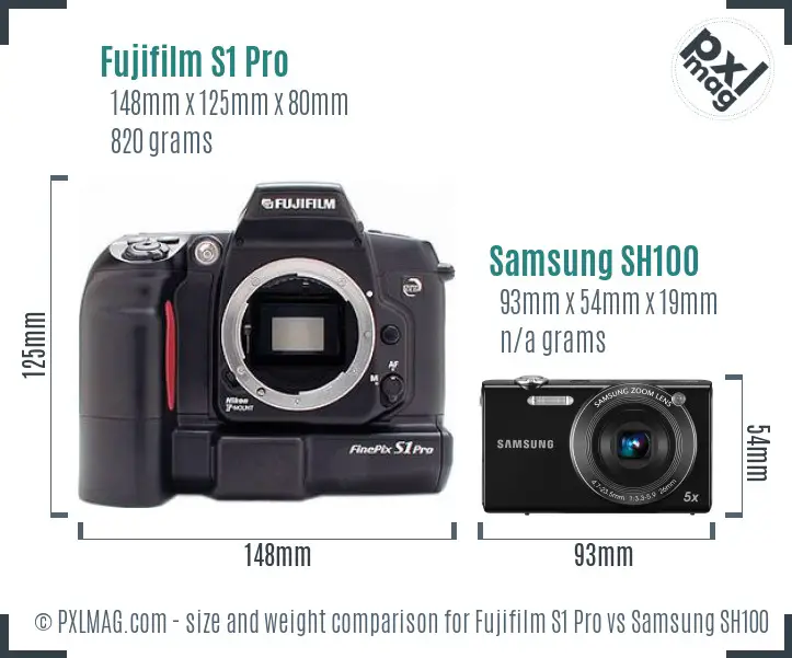 Fujifilm S1 Pro vs Samsung SH100 size comparison Fujifilm S1 Pro vs Samsung SH100 size comparison