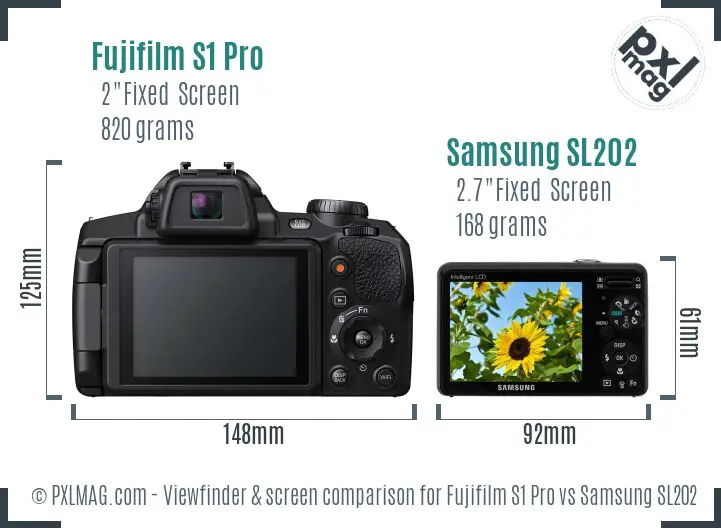 Fujifilm S1 Pro vs Samsung SL202 Screen and Viewfinder comparison Fujifilm S1 Pro vs Samsung SL202 Screen and Viewfinder comparison