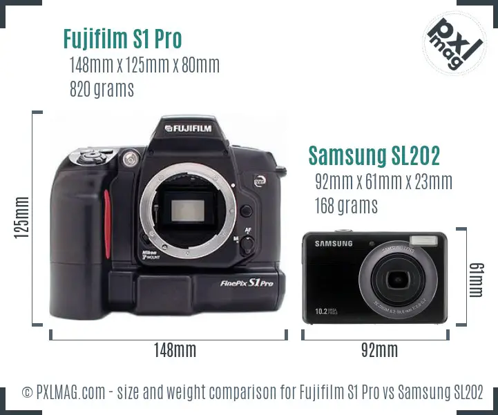 Fujifilm S1 Pro vs Samsung SL202 size comparison Fujifilm S1 Pro vs Samsung SL202 size comparison