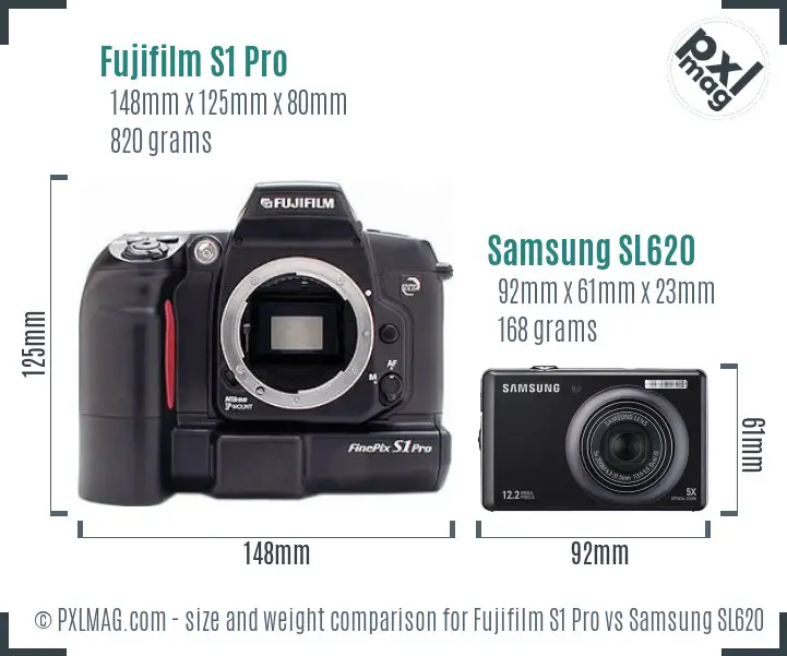 Fujifilm S1 Pro vs Samsung SL620 size comparison