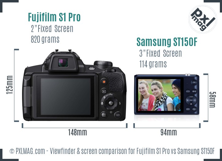 Fujifilm S1 Pro vs Samsung ST150F Screen and Viewfinder comparison