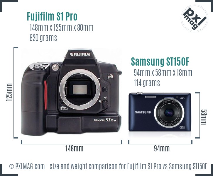 Fujifilm S1 Pro vs Samsung ST150F size comparison Fujifilm S1 Pro vs Samsung ST150F size comparison
