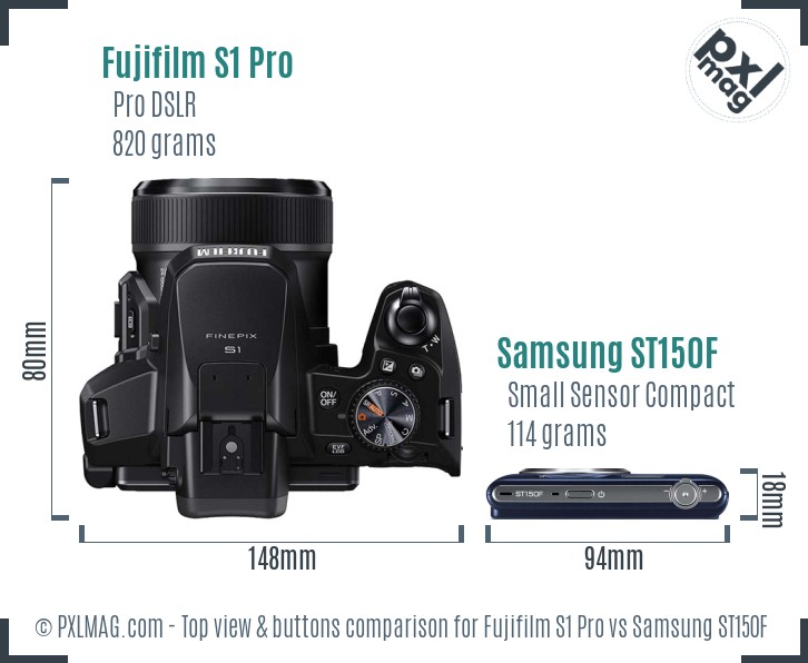 Fujifilm S1 Pro vs Samsung ST150F top view buttons comparison